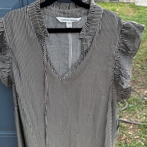 Sandra Darren Monochrome Striped Top